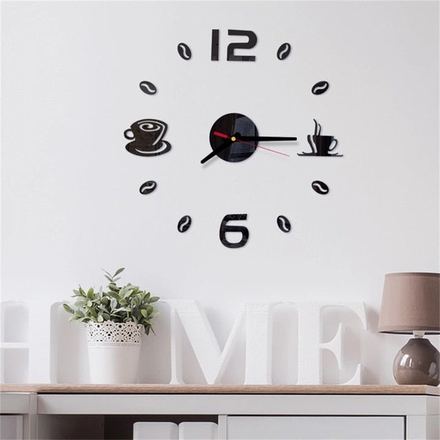 Mini Home Wall Clock 3D DIY Acrylic Mirror Stickers For Home Decoration Living Room Quartz Needle Self Adhesive Hanging Watch