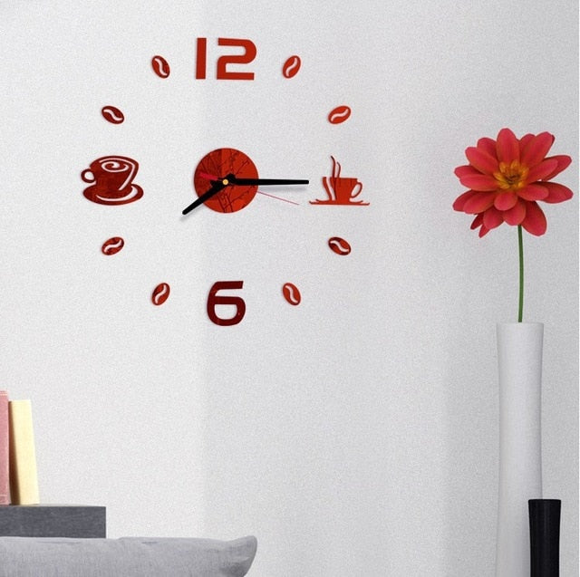 Mini Home Wall Clock 3D DIY Acrylic Mirror Stickers For Home Decoration Living Room Quartz Needle Self Adhesive Hanging Watch