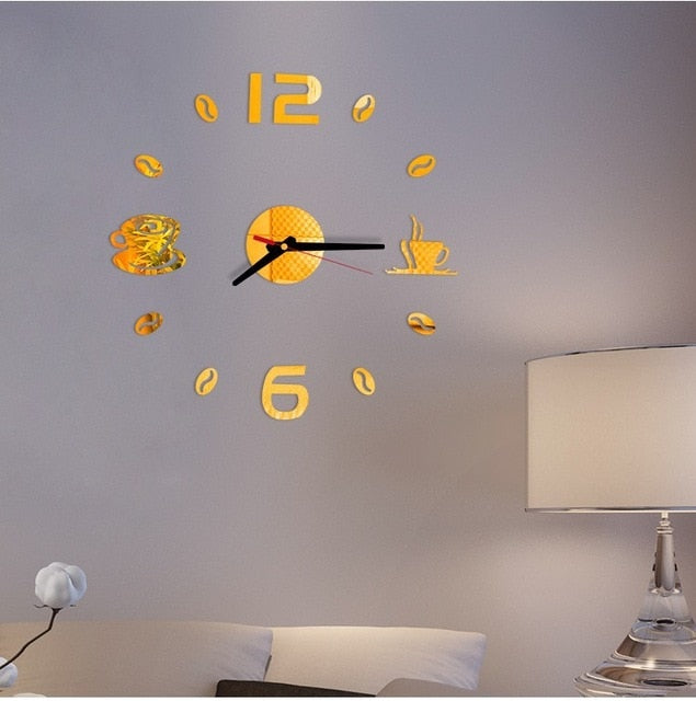 Mini Home Wall Clock 3D DIY Acrylic Mirror Stickers For Home Decoration Living Room Quartz Needle Self Adhesive Hanging Watch
