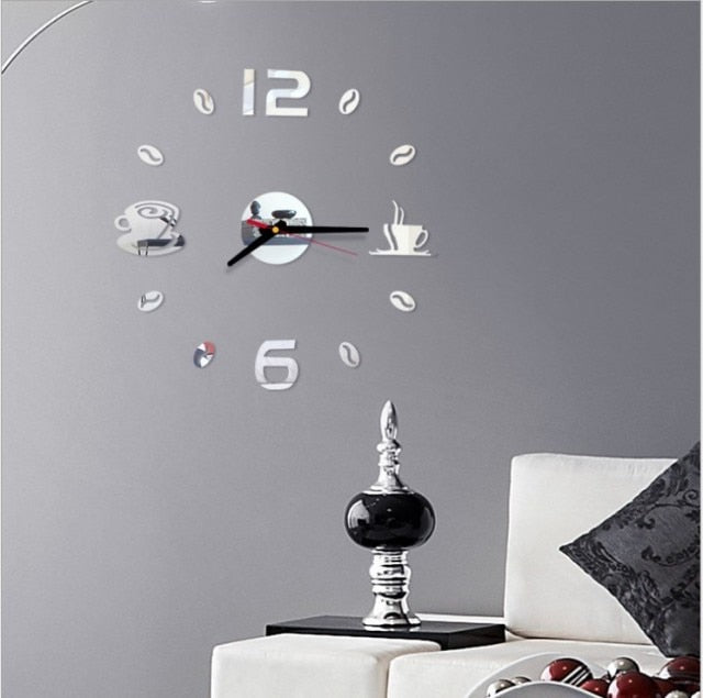 Mini Home Wall Clock 3D DIY Acrylic Mirror Stickers For Home Decoration Living Room Quartz Needle Self Adhesive Hanging Watch