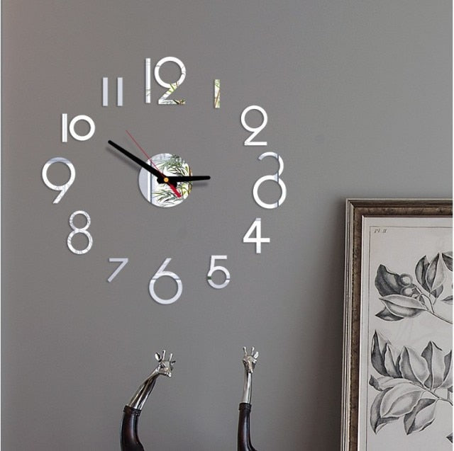 Mini Home Wall Clock 3D DIY Acrylic Mirror Stickers For Home Decoration Living Room Quartz Needle Self Adhesive Hanging Watch