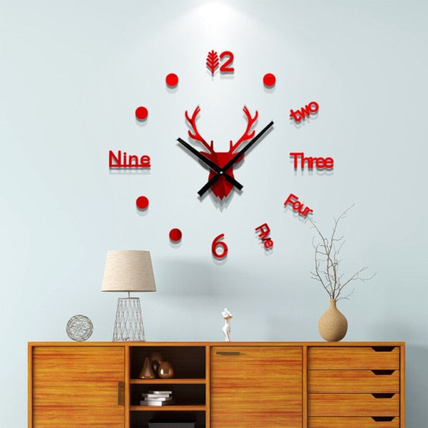 Mini Home Wall Clock 3D DIY Acrylic Mirror Stickers For Home Decoration Living Room Quartz Needle Self Adhesive Hanging Watch