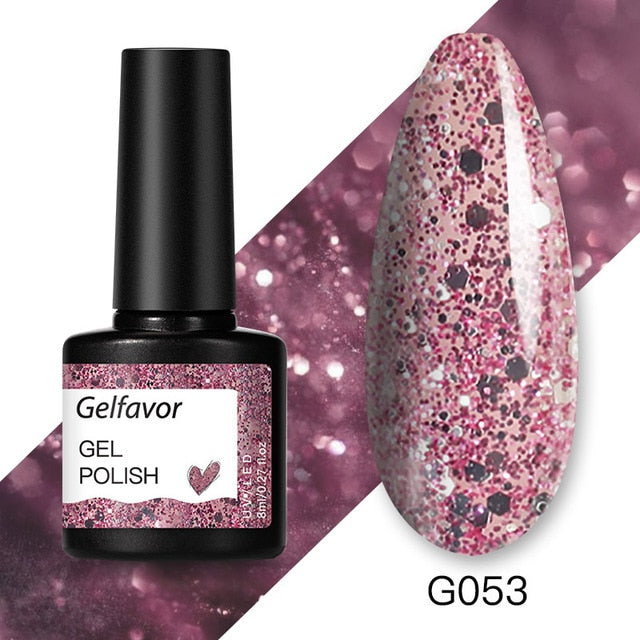 Gelfavor 8ml Gel Nail Polish Glitter For Manicure set nail art Semi platium UV LED Lamp Nail varnishes Base top coat Gel lacquer