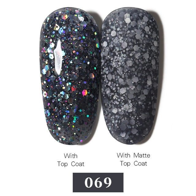 LEMOOC Nail Gel Polish Autumn Winter Color Varnishes Glitter Sequins Soak Off Semi Permanant UV LED Nail Art Hybrid Lacquers