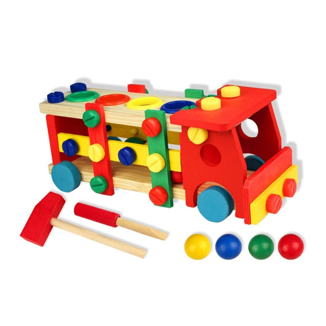 Wooden Assembling Chair Montessori Toys Baby Educational Wooden Blocks Toy Preschool Children Variety Nut Combination Chair Tool