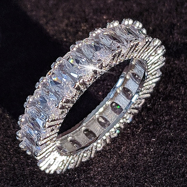 2021 New Luxury Fashion 925 Sterling Silver Pink Engagement Wedding Band Eternity Ring For Women Christmas Gift Love Jewelry Z2