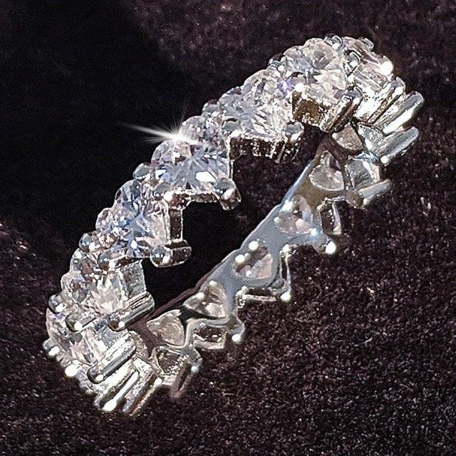 2021 New Luxury Fashion 925 Sterling Silver Pink Engagement Wedding Band Eternity Ring For Women Christmas Gift Love Jewelry Z2