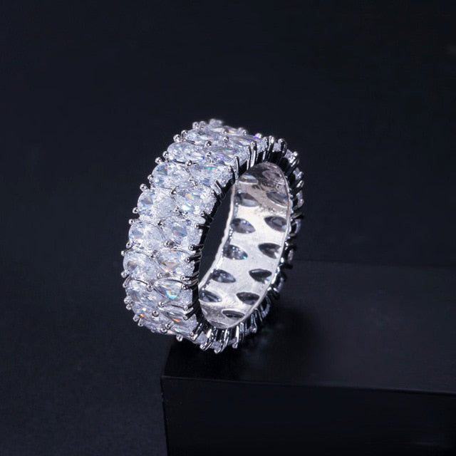 Luxury 925 Sterling Silver Wedding Band Eternity Ring For Women Big Gift For Ladies Love Wholesale Lots Bulk Jewelry R4577