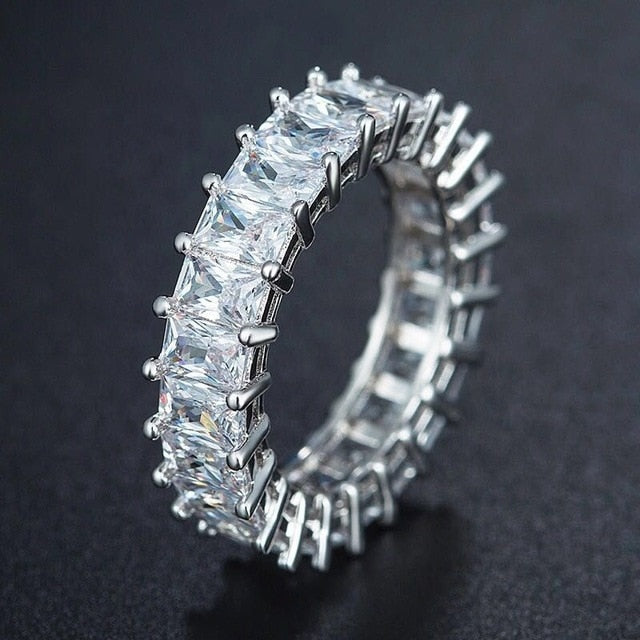 Luxury 925 Sterling Silver Wedding Band Eternity Ring For Women Big Gift For Ladies Love Wholesale Lots Bulk Jewelry R4577