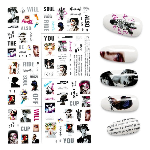 The New 3D Nail Sticker Cool English Letter stickers for nail Foil Love Heart Design Nails Accessories Fashion Manicure Sticker