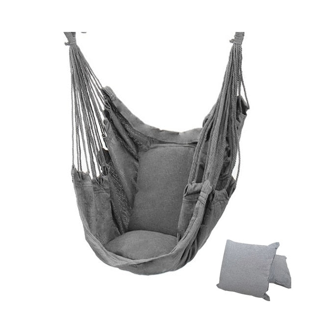 Hammock Portable Beach Chair Hanging Rope Chair Swing Chair Seat for Adults Kids Garden Hammock with Support Indoor Outdoor