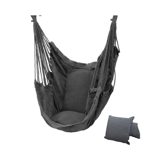 Hammock Portable Beach Chair Hanging Rope Chair Swing Chair Seat for Adults Kids Garden Hammock with Support Indoor Outdoor