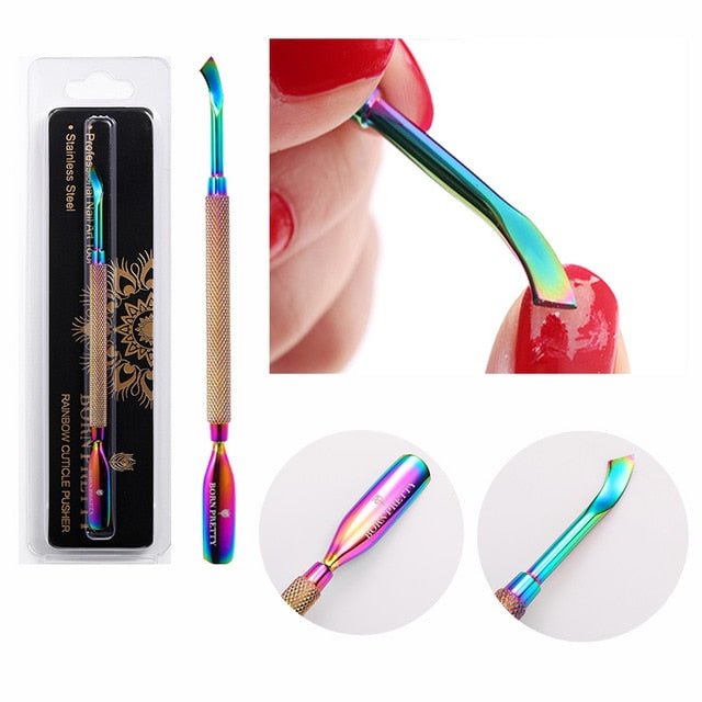 BORN PRETTY Nail Cuticle Nipper Scissors Stainless Steel Rainbow Tweezer Clipper Dead Skin Remover Scissor Plier Pusher Tool