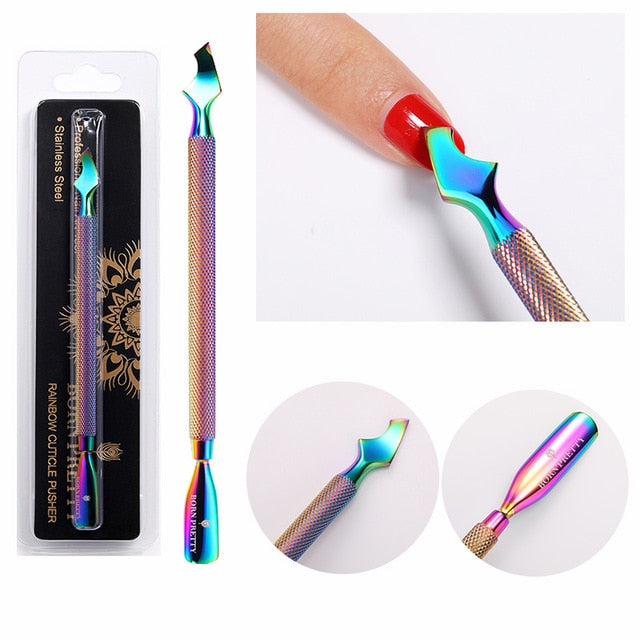 BORN PRETTY Nail Cuticle Nipper Scissors Stainless Steel Rainbow Tweezer Clipper Dead Skin Remover Scissor Plier Pusher Tool