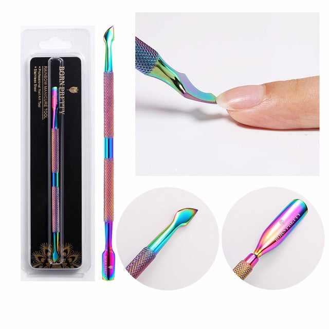 BORN PRETTY Nail Cuticle Nipper Scissors Stainless Steel Rainbow Tweezer Clipper Dead Skin Remover Scissor Plier Pusher Tool