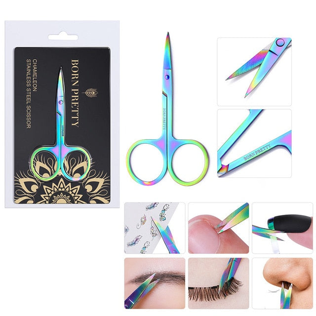BORN PRETTY Nail Cuticle Nipper Scissors Stainless Steel Rainbow Tweezer Clipper Dead Skin Remover Scissor Plier Pusher Tool