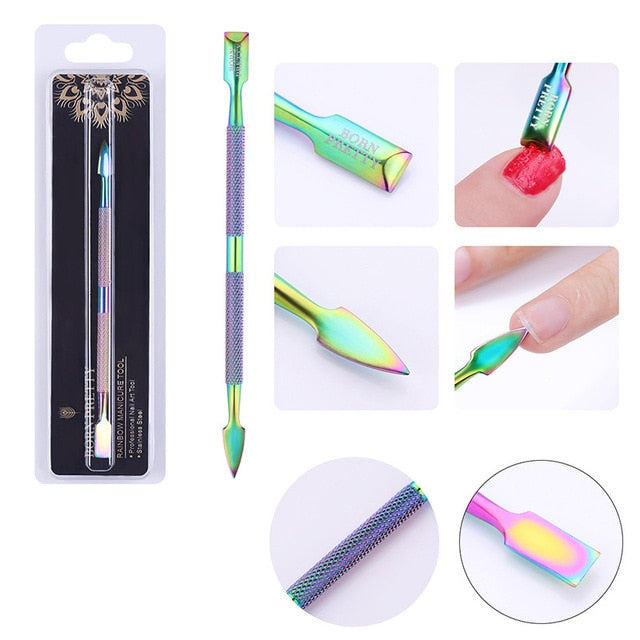 BORN PRETTY Nail Cuticle Nipper Scissors Stainless Steel Rainbow Tweezer Clipper Dead Skin Remover Scissor Plier Pusher Tool