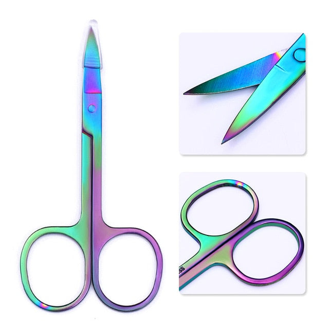 BORN PRETTY Nail Cuticle Nipper Scissors Stainless Steel Rainbow Tweezer Clipper Dead Skin Remover Scissor Plier Pusher Tool
