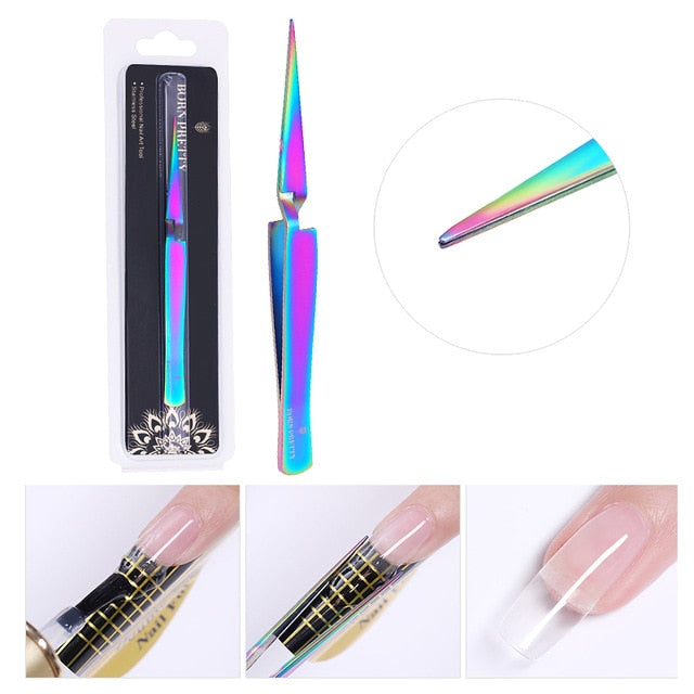 BORN PRETTY Nail Cuticle Nipper Scissors Stainless Steel Rainbow Tweezer Clipper Dead Skin Remover Scissor Plier Pusher Tool