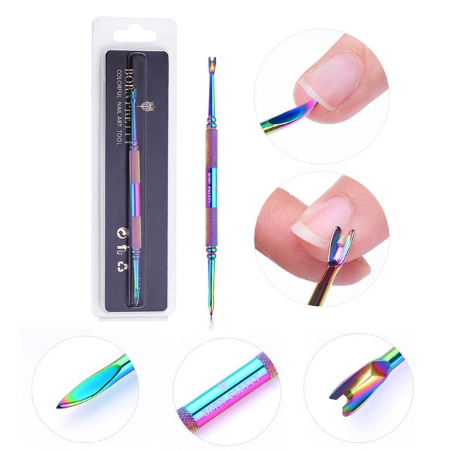 BORN PRETTY Nail Cuticle Nipper Scissors Stainless Steel Rainbow Tweezer Clipper Dead Skin Remover Scissor Plier Pusher Tool