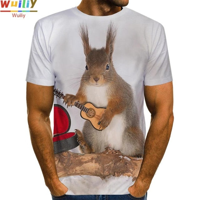 Men's Squirrel T Shirt 3D Print Shirt Animal Graphic Tees Lovely Pattern Tops Men/Women Cute Puppy Face Tee Funny Pet T-shirt