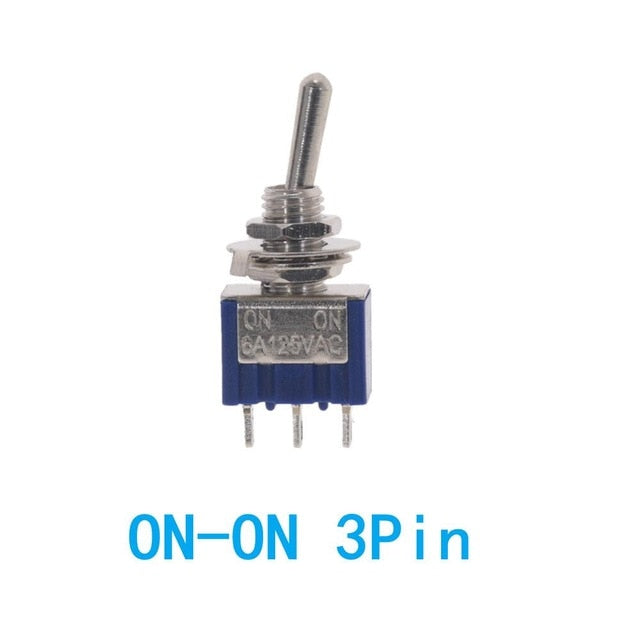 10PC/5PC Miniature Toggle Switch Single Pole Double Throw SPDT DPDT ON-OFF-ON ON-ON 120VAC 6A 1/4 Inch Mounting MTS-102 103 202