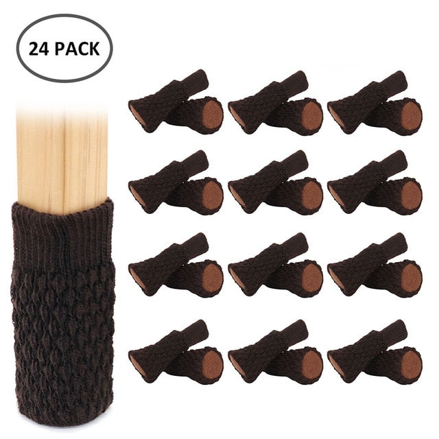 24PCS Knitted Chair Leg Socks Furniture Table Feet Leg Floor Protectors Covers Floor Protection Pads Moving Noise Reduction
