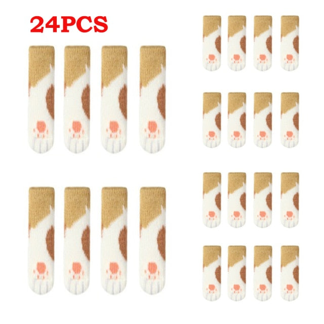 24PCS Knitted Chair Leg Socks Furniture Table Feet Leg Floor Protectors Covers Floor Protection Pads Moving Noise Reduction