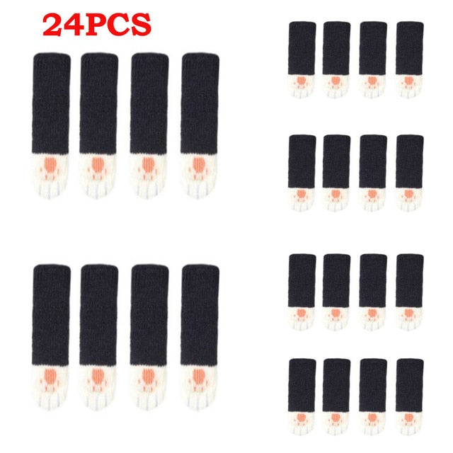 24PCS Knitted Chair Leg Socks Furniture Table Feet Leg Floor Protectors Covers Floor Protection Pads Moving Noise Reduction