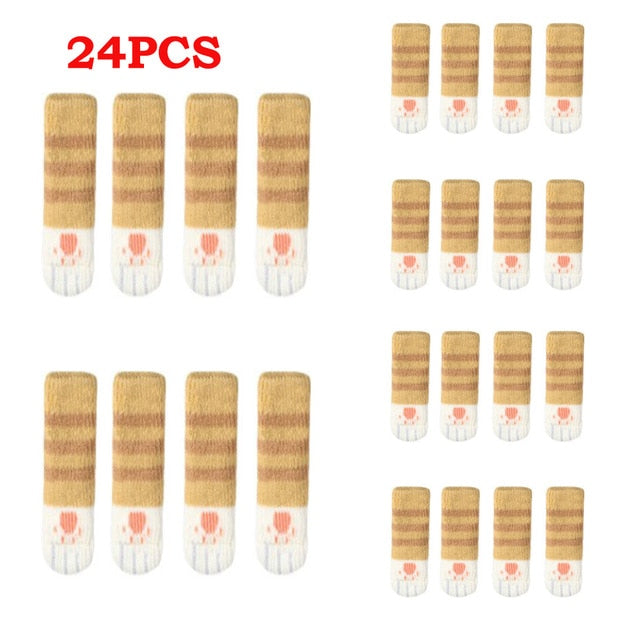 24PCS Knitted Chair Leg Socks Furniture Table Feet Leg Floor Protectors Covers Floor Protection Pads Moving Noise Reduction