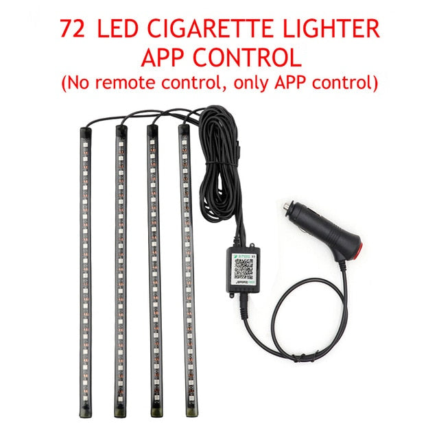 LED Car Foot Light Ambient Lamp With USB Wireless Remote Music Control Multiple Modes Automotive Interior Decorative Lights