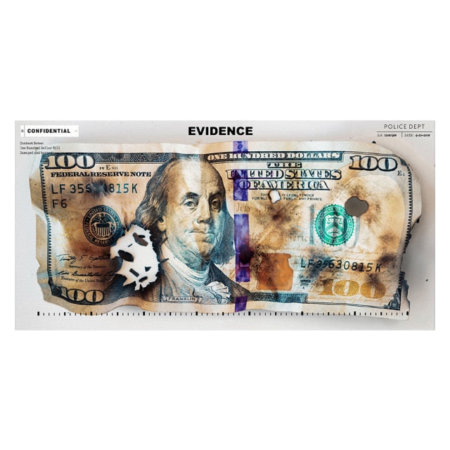 Wall Art Gold Modern Popular Colorful Hundred Money Canvas Painting Quadro Street Art Abstract Poster Wall Picture Home Decor