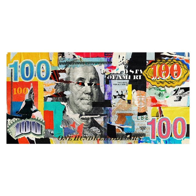 Wall Art Gold Modern Popular Colorful Hundred Money Canvas Painting Quadro Street Art Abstract Poster Wall Picture Home Decor