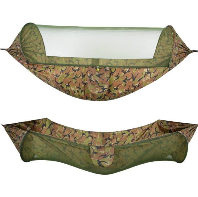 MLIA Large Camping Hammock with Mosquito Net 2 Person Pop-up Parachute Lightweight Hanging Hammocks Tree Straps Swing Hammock