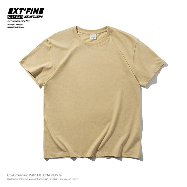 Extfine 100% Combed Cotton Short Sleeve T-shirt Men 2021 Summer Casual Tshirt Women Basic Harajuku Soft T Shirt Tops Tee