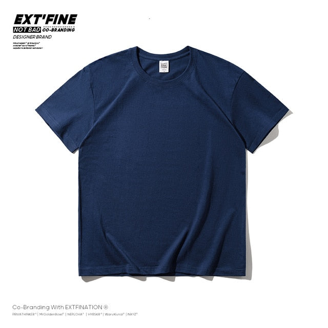 Extfine 100% Combed Cotton Short Sleeve T-shirt Men 2021 Summer Casual Tshirt Women Basic Harajuku Soft T Shirt Tops Tee