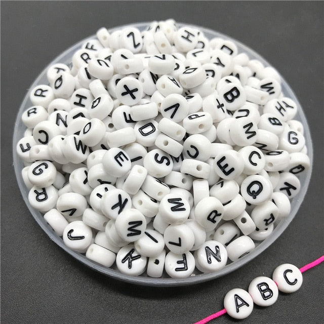 100pcs/lot 4x7mm Acrylic Spacer Beads Letter Beads Oval Alphabet Beads For Jewelry Making DIY Handmade Accessories