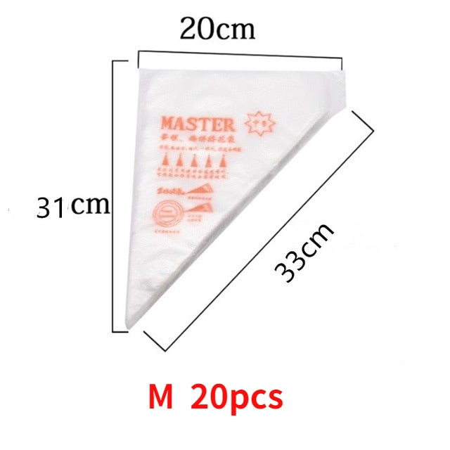 100/50/20 PCS Disposable Pastry Bag S/M/L Size Confectionery Bags For Cake Fondant Decorating Kitchen Baking Piping Bag Tools