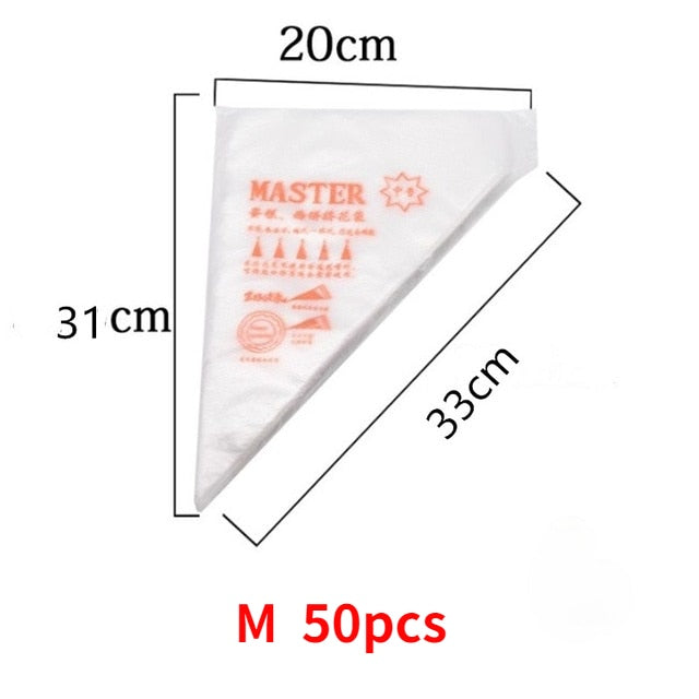 100/50/20 PCS Disposable Pastry Bag S/M/L Size Confectionery Bags For Cake Fondant Decorating Kitchen Baking Piping Bag Tools
