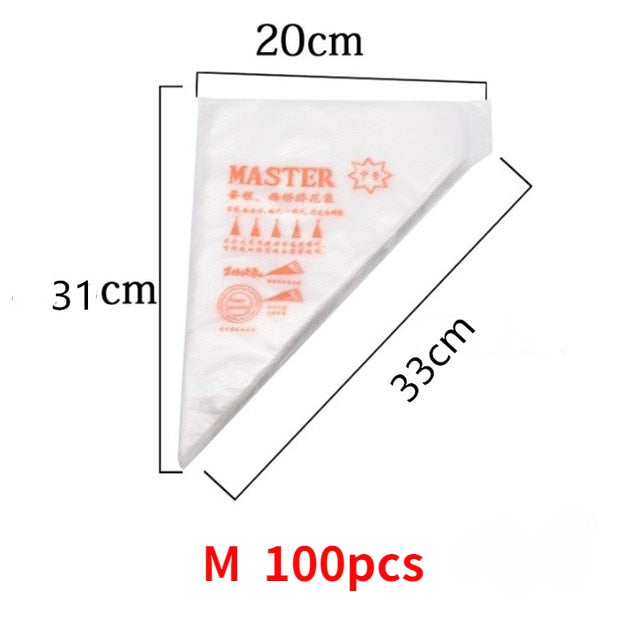 100/50/20 PCS Disposable Pastry Bag S/M/L Size Confectionery Bags For Cake Fondant Decorating Kitchen Baking Piping Bag Tools