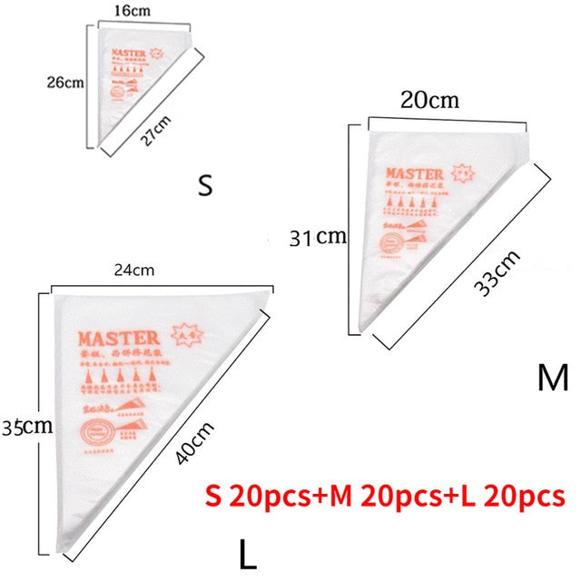 100/50/20 PCS Disposable Pastry Bag S/M/L Size Confectionery Bags For Cake Fondant Decorating Kitchen Baking Piping Bag Tools