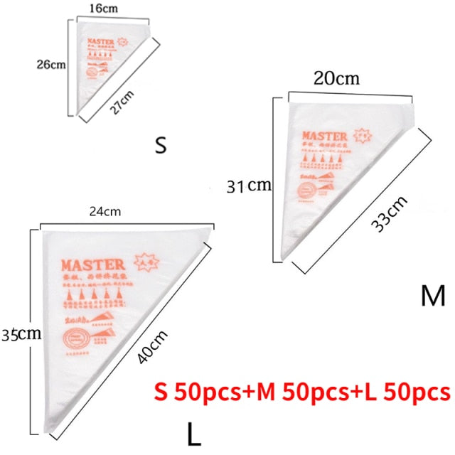 100/50/20 PCS Disposable Pastry Bag S/M/L Size Confectionery Bags For Cake Fondant Decorating Kitchen Baking Piping Bag Tools