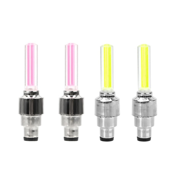 FORAUTO 2PCS Car Wheel LED Light Motocycle Bike Light Tire Valve Cap Decorative Lantern Tire Valve Cap Flash Spoke Neon Lamp