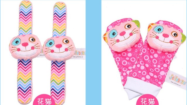 Cartoon Plush Socks Wrist Strap Rattles Baby Toys 0-12 Months Newborn Infant Kids Animal Sock Foot Finder Toy Gift Soft Rattle