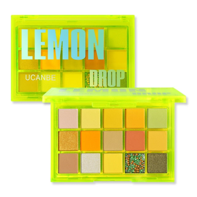 UCANBE Sweet Party Eyeshadow Pallete Neon Makeup Palette 15 Shimmer Glitter Matte Shades Matellic Nude Blendable Pigment Powder