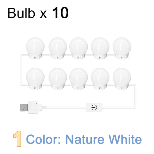 LED Professional Makeup Mirror Light Full Backlit Mirror USB Dimmle Table Mirror with Light 3 Colors Hollywood Vanity Lights