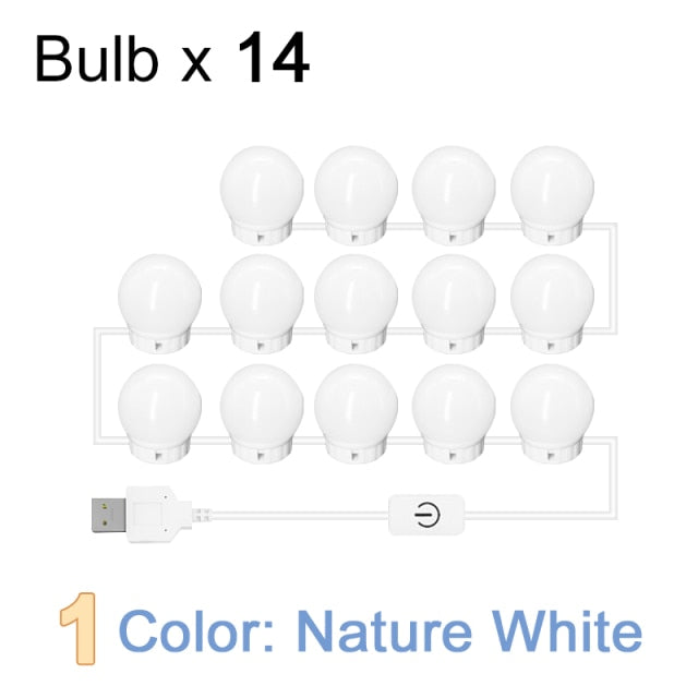 LED Professional Makeup Mirror Light Full Backlit Mirror USB Dimmle Table Mirror with Light 3 Colors Hollywood Vanity Lights