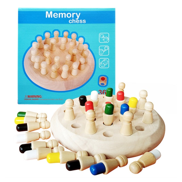 Kids Wooden Toy Puzzles Color Memory Chess Match Game Intellectual Children Party Board Games Baby Educational Learning Toys