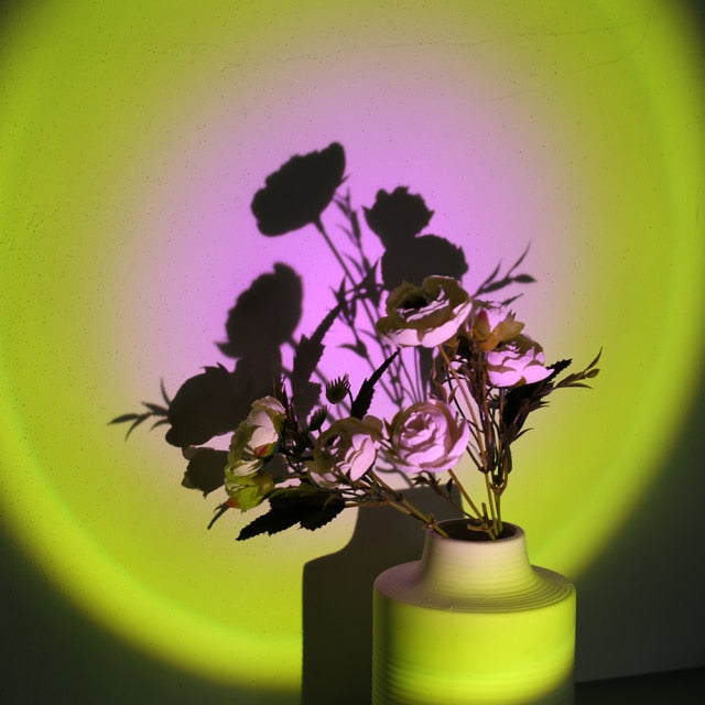 Rainbow Sunset Projector Atmosphere Night Light Coffee Shop Projection Lights Children Bedroom Cute Night sunset projection lamp