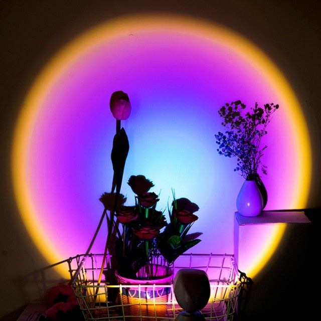 Rainbow Sunset Projector Atmosphere Night Light Coffee Shop Projection Lights Children Bedroom Cute Night sunset projection lamp
